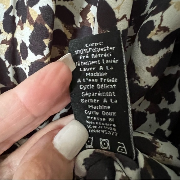 Sanctuary Ruffled Tie Neck Cheetah Print Chiffon Blouse - Picture 6 of 7